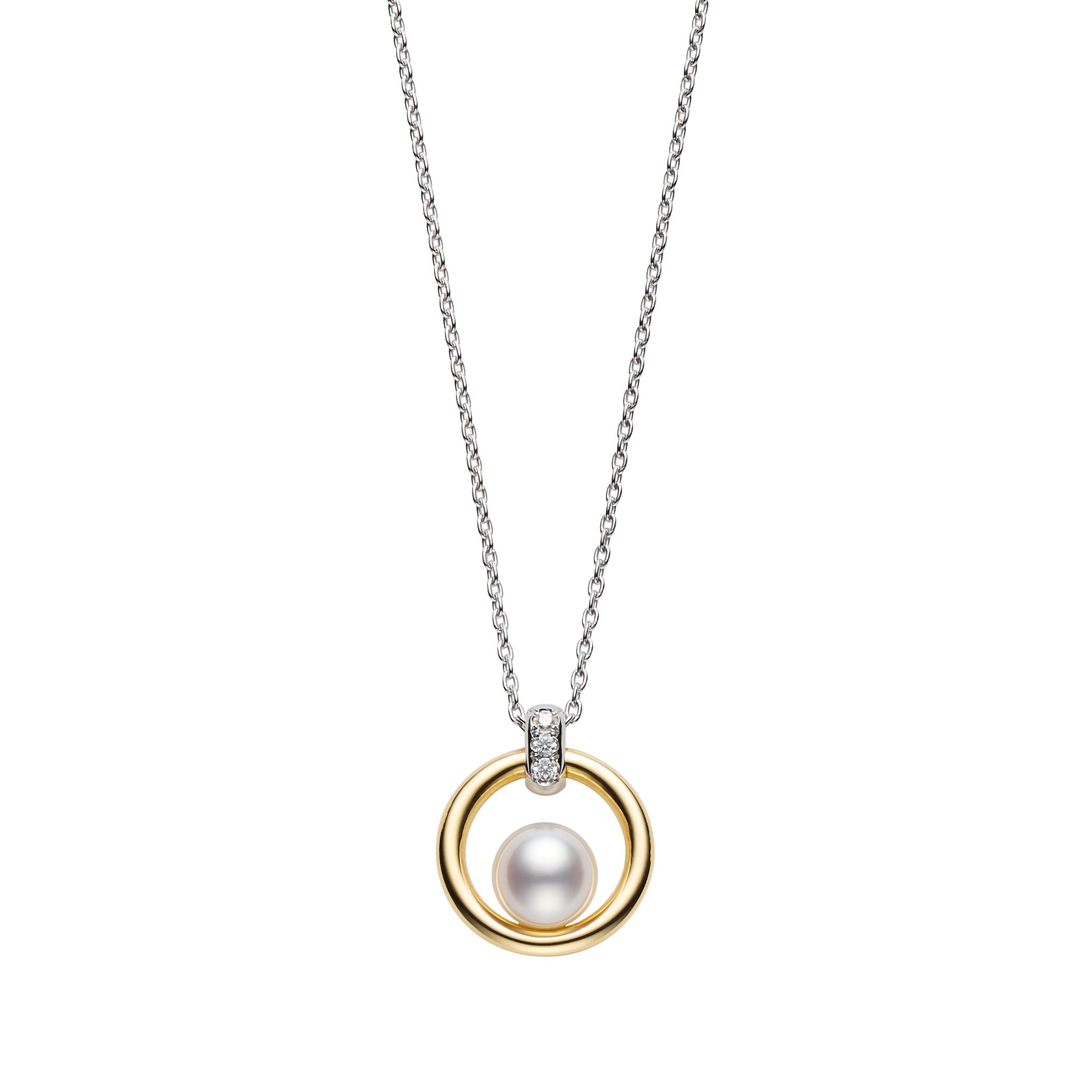 Mikimoto Pearl and Diamond Two-Tone Necklace