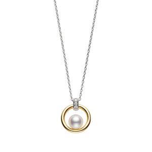 Mikimoto Pearl and Diamond Two-Tone Necklace