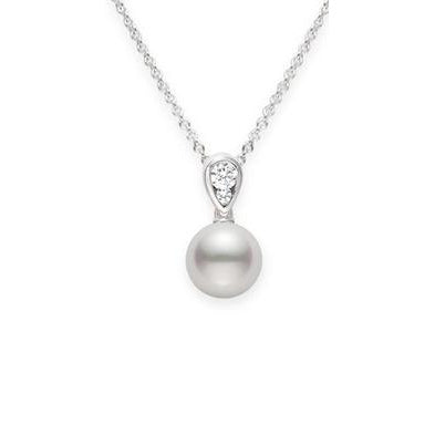 Mikimoto White Gold Akoya Pearl and Diamond Pendant