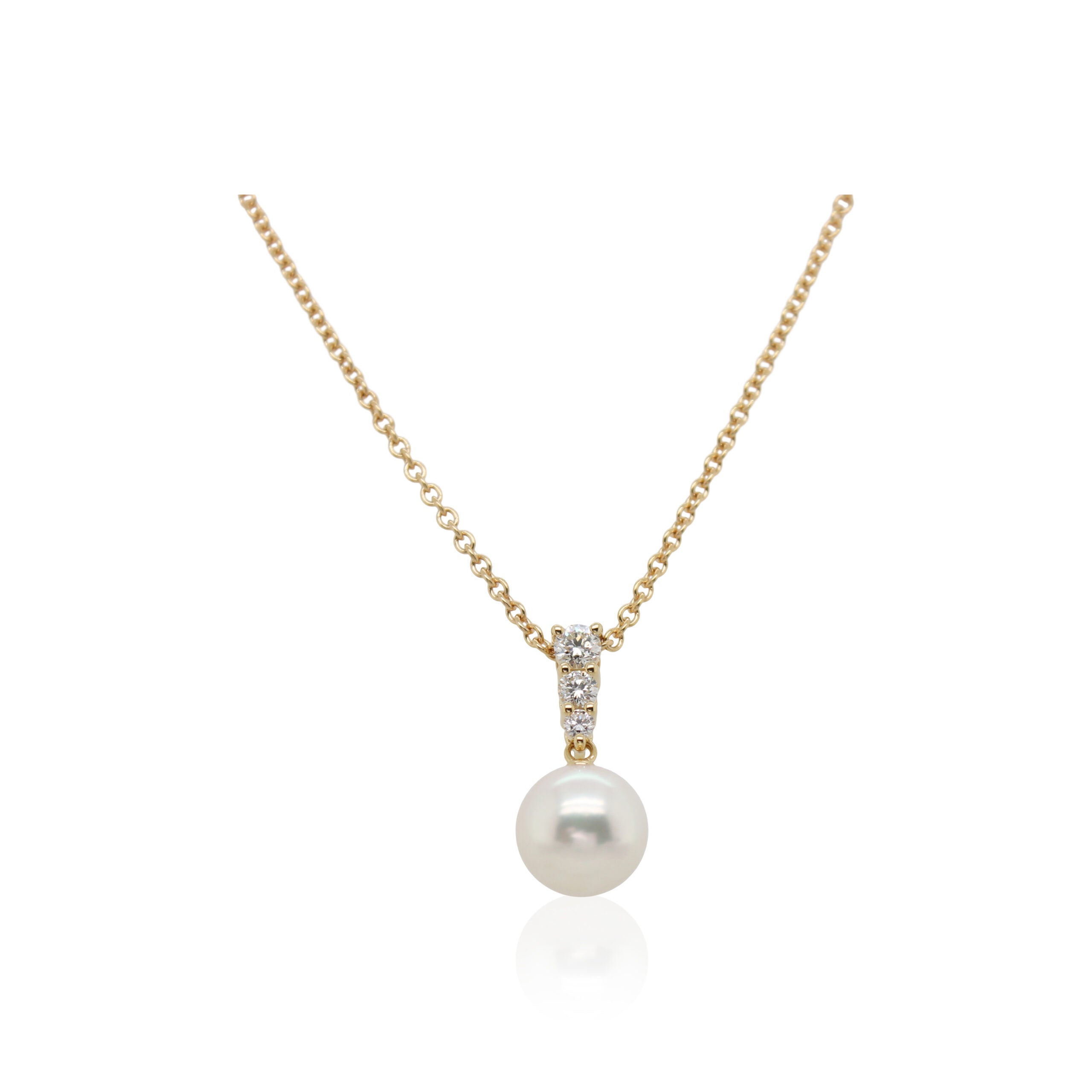Mikimoto Cultured Akoya Pearl and Gradient Diamond Pendant