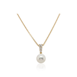 Mikimoto Cultured Akoya Pearl and Gradient Diamond Pendant