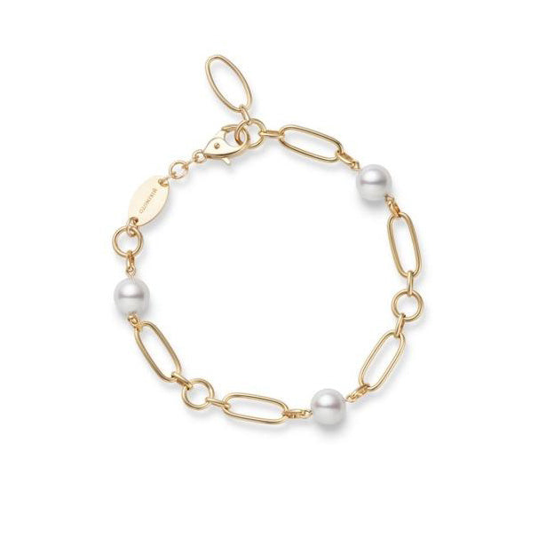 Mikimoto Yellow Gold Akoya Pearl Station Bracelet