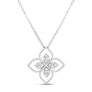 Roberto Coin White Gold Principessa Flower Necklace