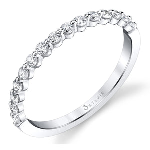 Sylvie White Gold Alternating Diamond Band