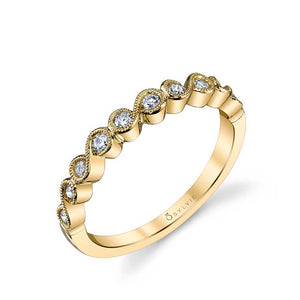 Chloe Yellow Gold and Diamond Wedding Band