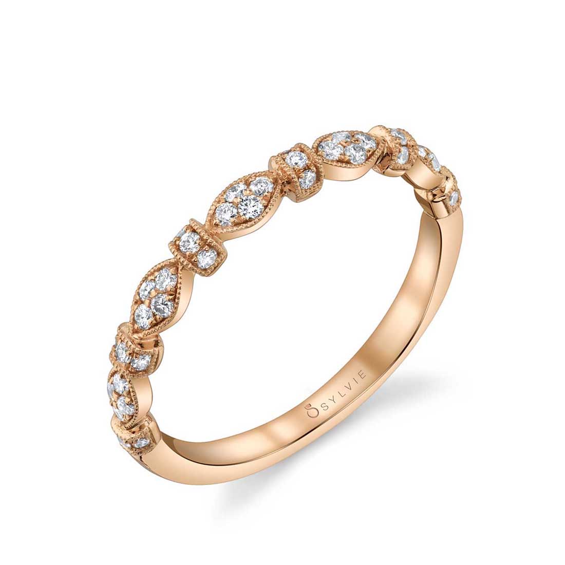 Charlene Rose Gold and Diamond Wedding Band