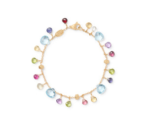 Marco Bicego Paradise Collection 18K Yellow Gold Blue Topaz and Mixed Gemstone Single Strand Bracelet