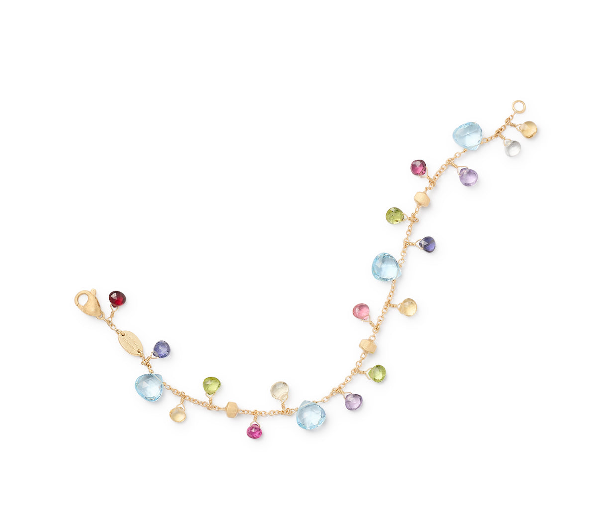 Marco Bicego Paradise Collection 18K Yellow Gold Blue Topaz and Mixed Gemstone Single Strand Bracelet