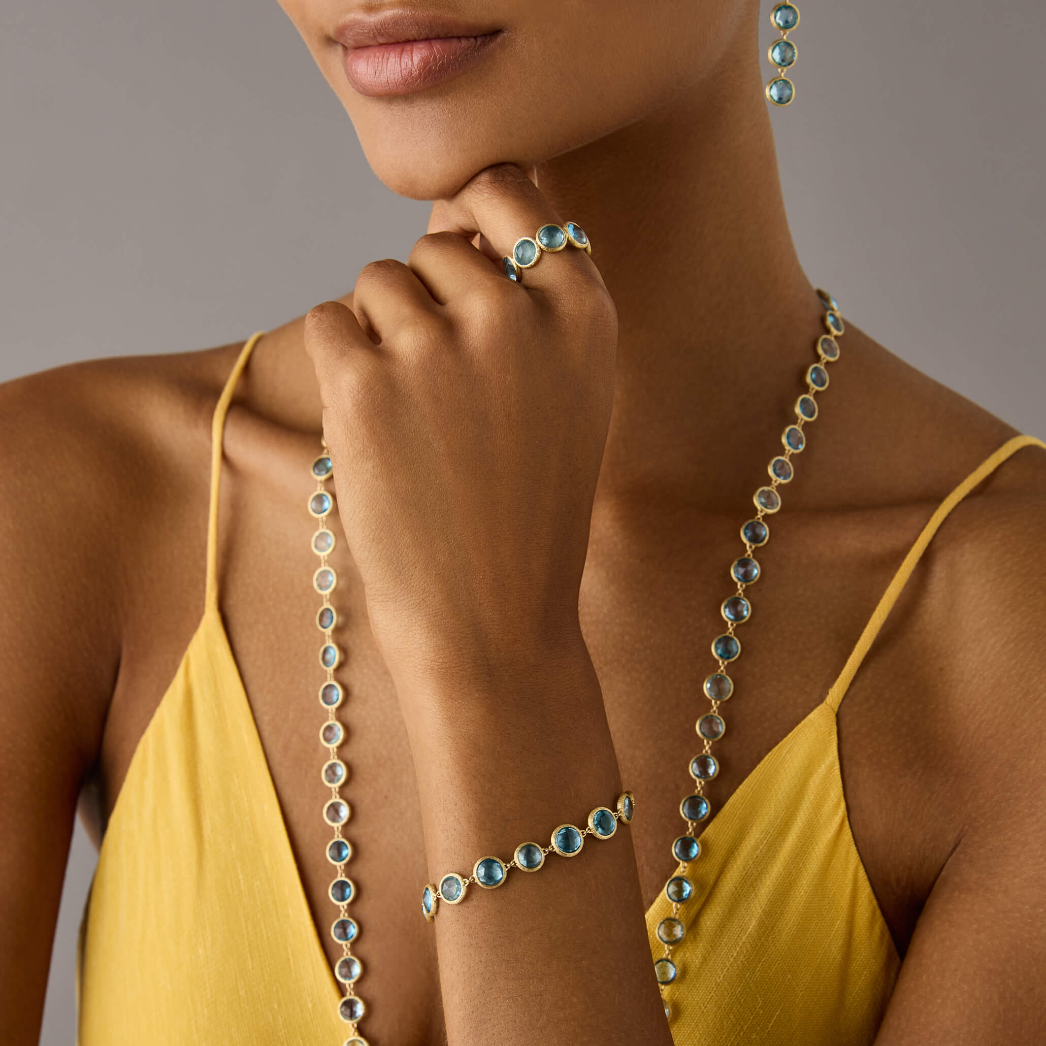 Marco Bicego Jaipur Collection Bezel Set Blue Topaz Bracelet