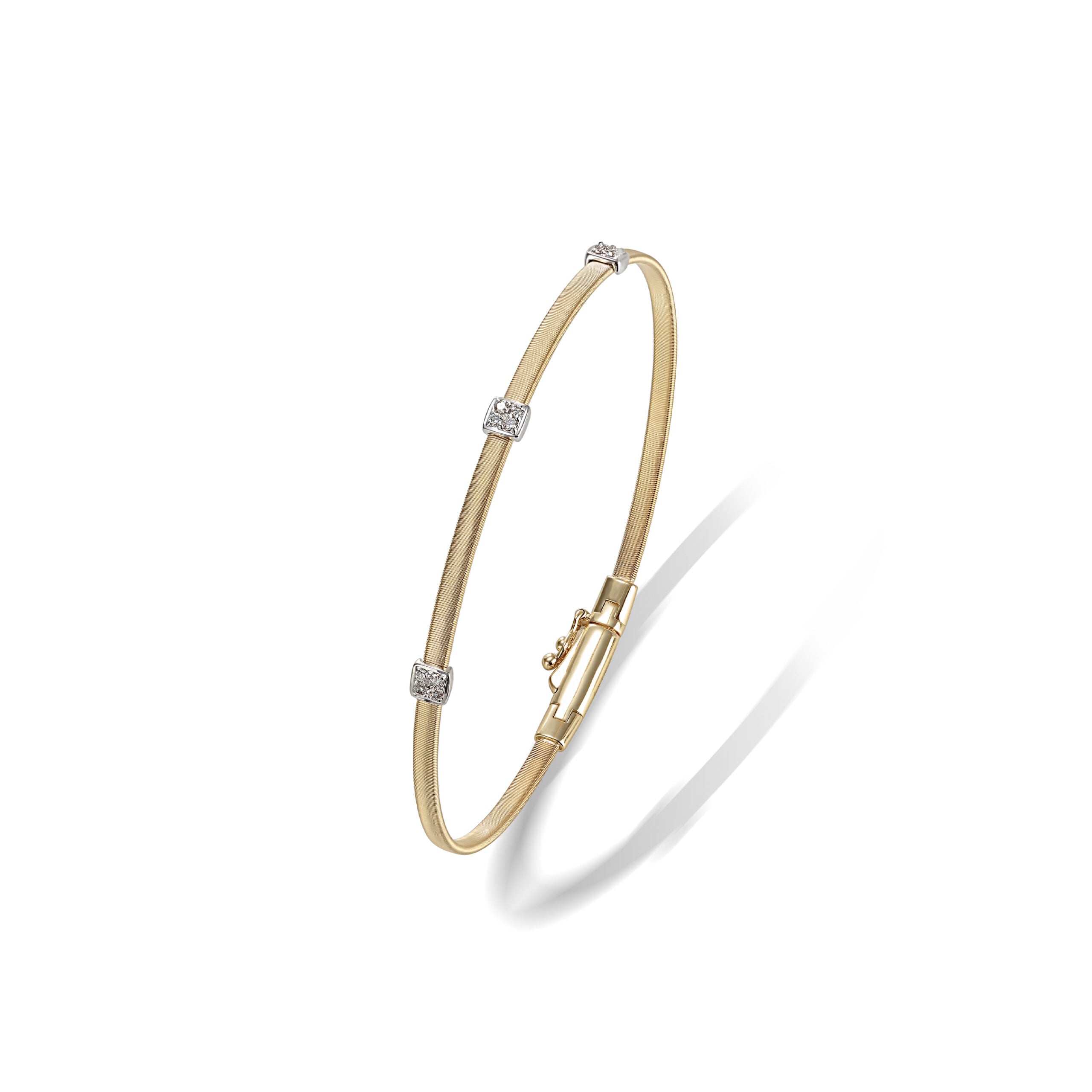 Marco Bicego Masai Collection 18k Yellow Gold and Diamond Small Three Station Bracelet