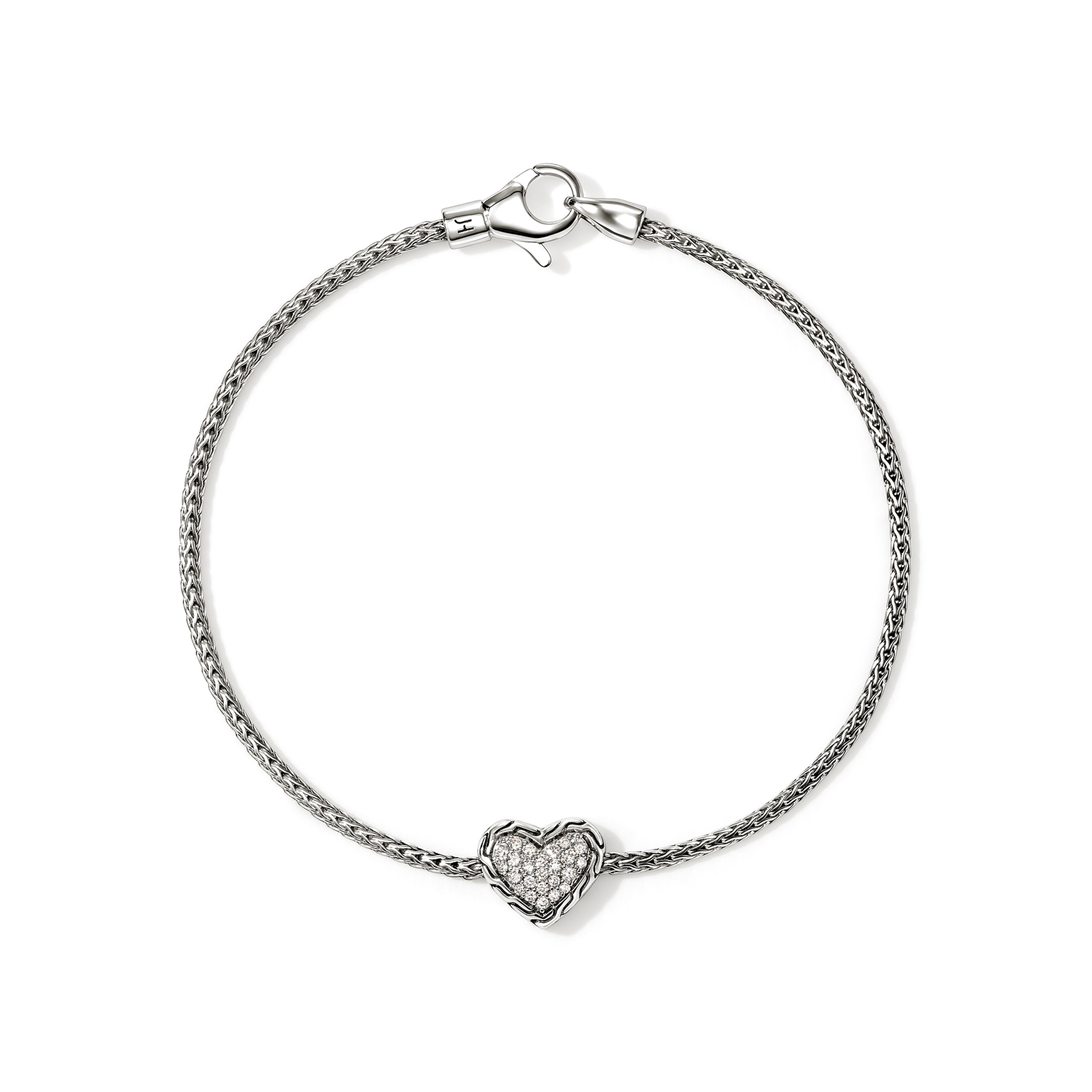 John Hardy Pavé Diamond Heart Bracelet