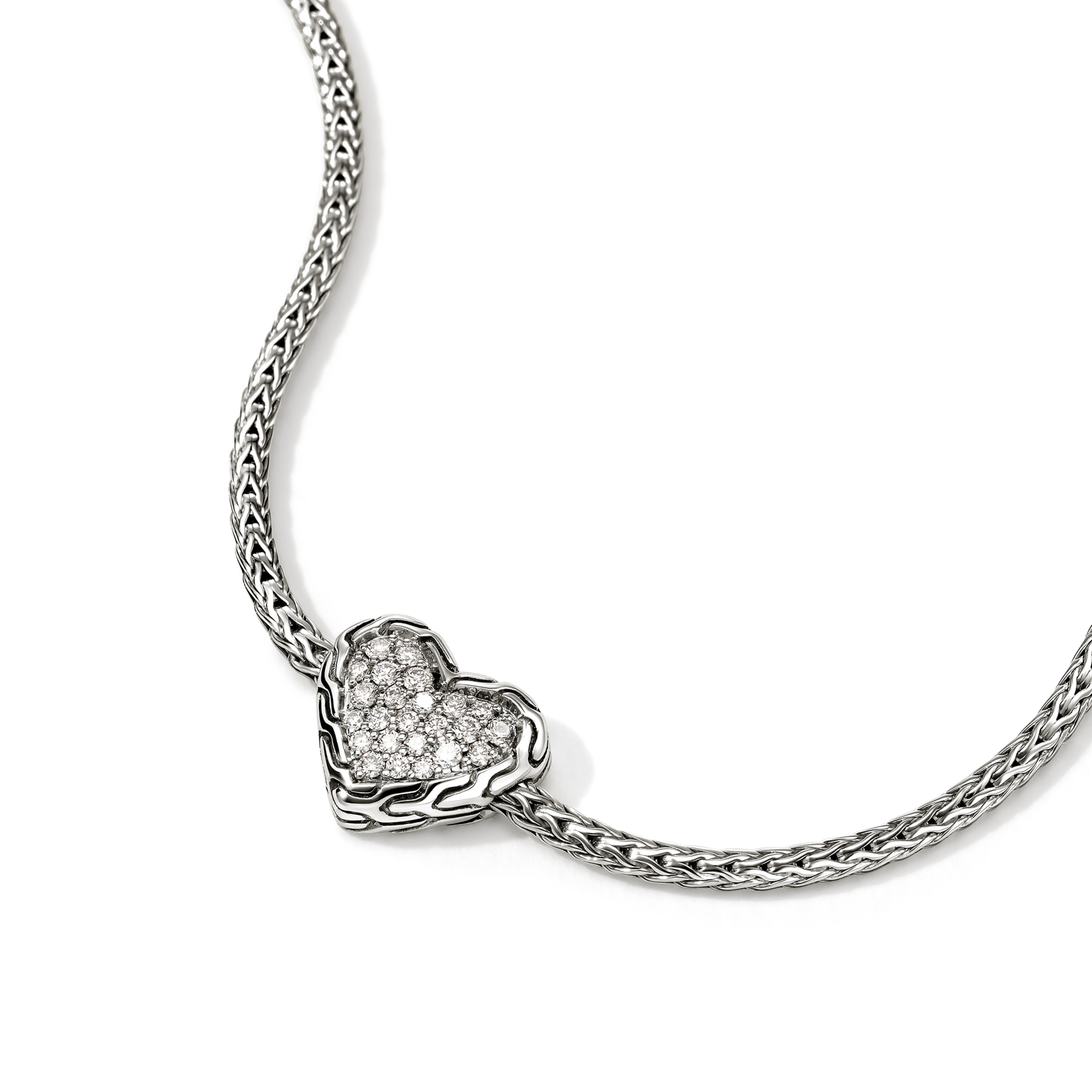 John Hardy Pavé Diamond Heart Bracelet