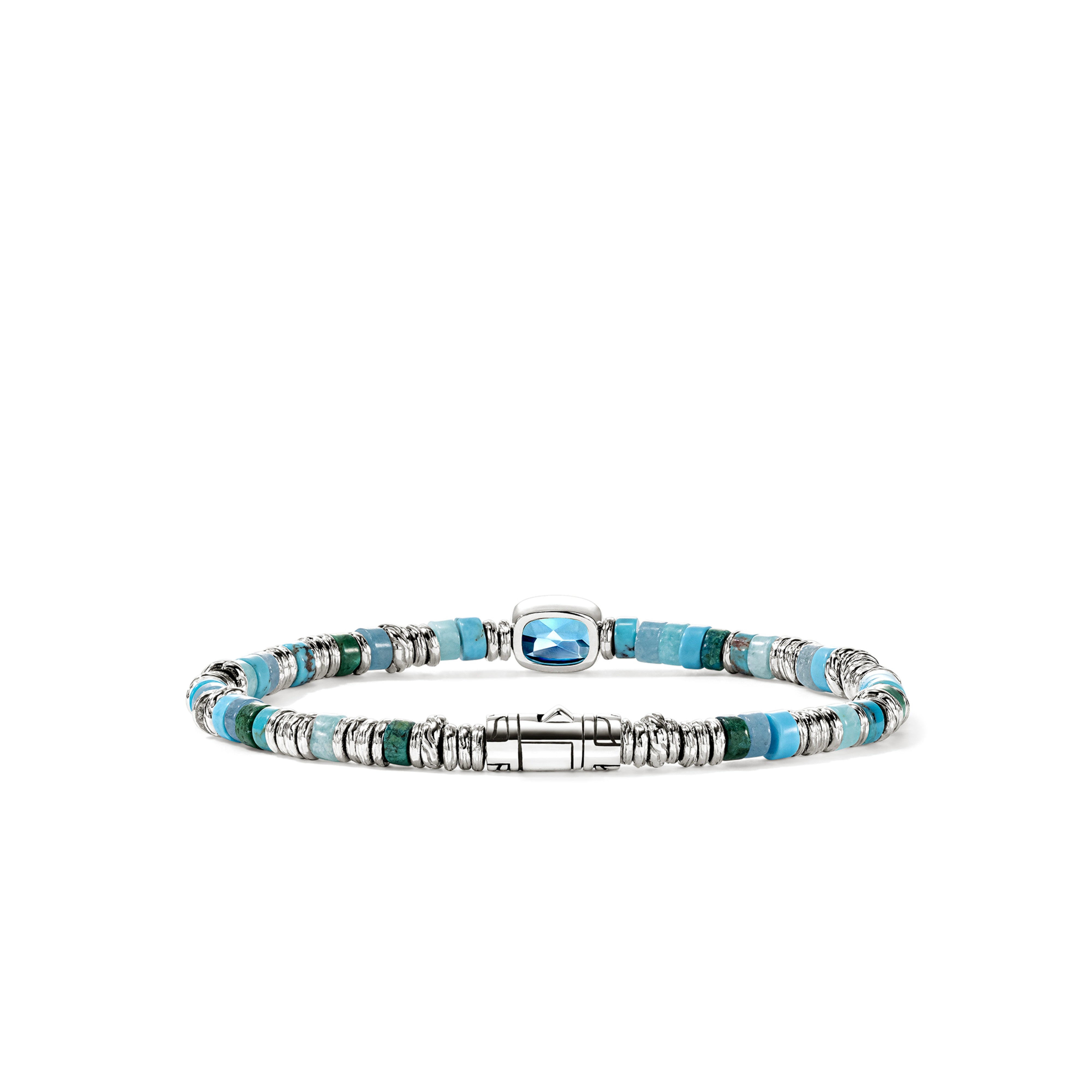 John Hardy Blue Topaz and Mixed Gemstone Beaded Bracelet
