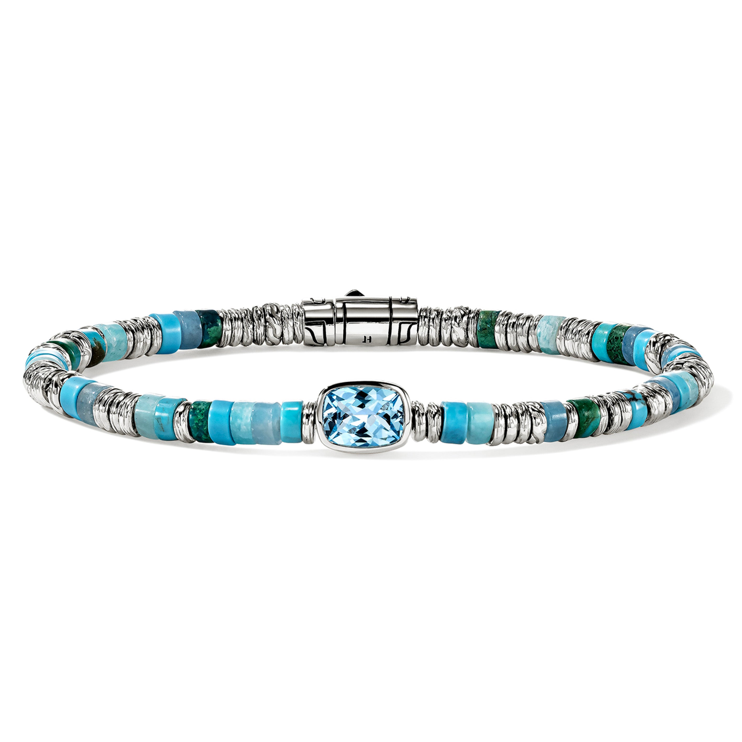 John Hardy Blue Topaz and Mixed Gemstone Beaded Bracelet