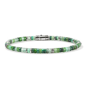 John Hardy Heishi Mixed Green Gemstone Beaded Bracelet