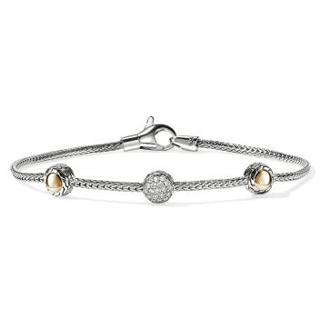 John Hardy Essentials Diamond 3 Station Bracelet