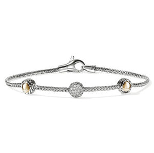 John Hardy Essentials Diamond 3 Station Bracelet