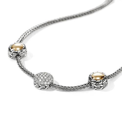 John Hardy Essentials Diamond 3 Station Bracelet