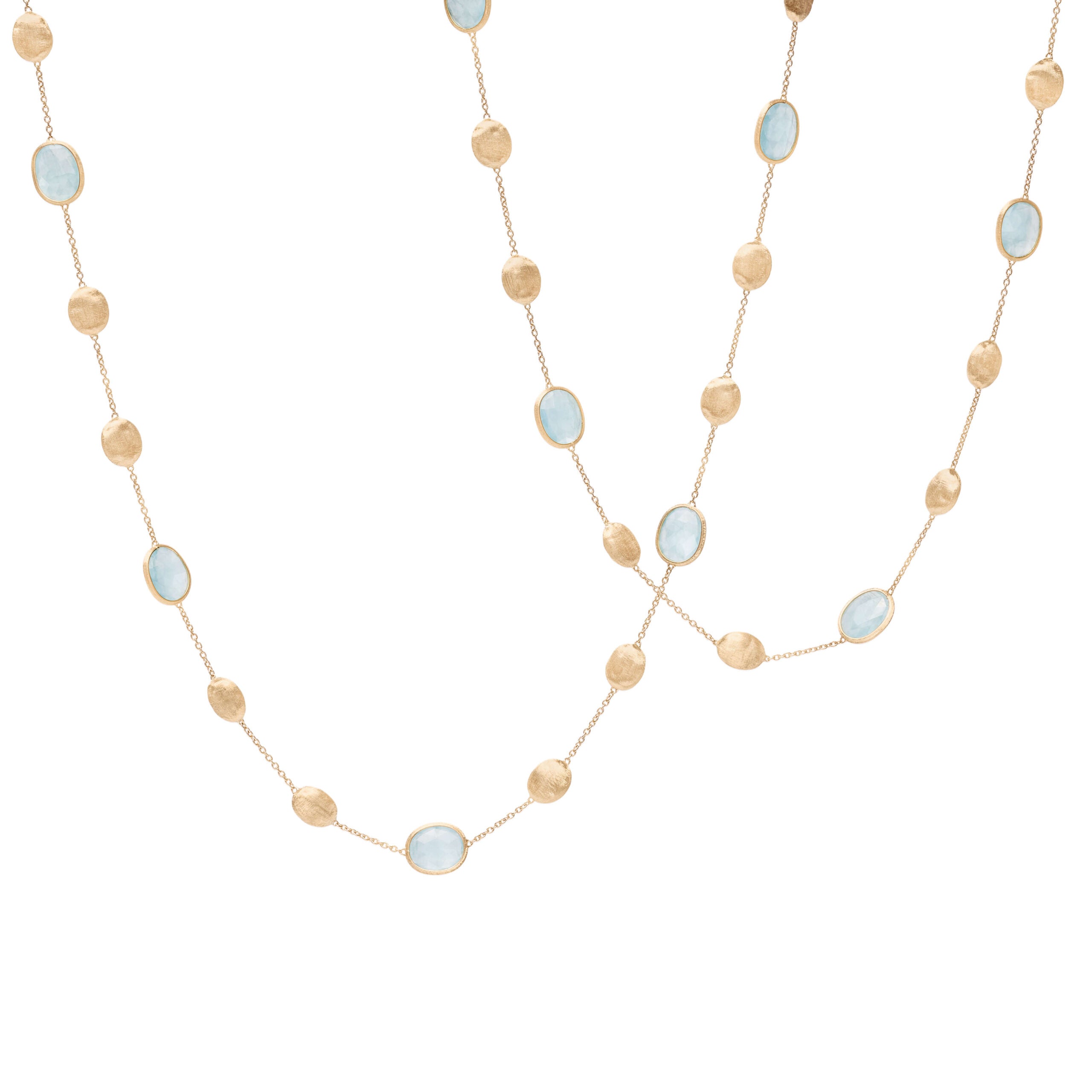 Marco Bicego Siviglia Collection 18K Yellow Gold Aquamarine & Gold Long Necklace