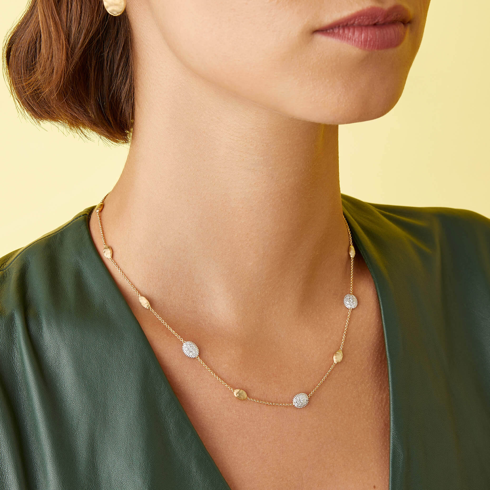 Marco Bicego Siviglia Collection 18K Yellow Gold & Diamond Bean Necklace