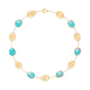 Marco Bicego Lunaria Collection 18K Yellow Gold Collar Necklace with Turquoise