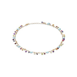 Marco Bicego Paradise Collection 18k Yellow Gold Blue Topaz and Mixed Gemstone Single Strand Necklace