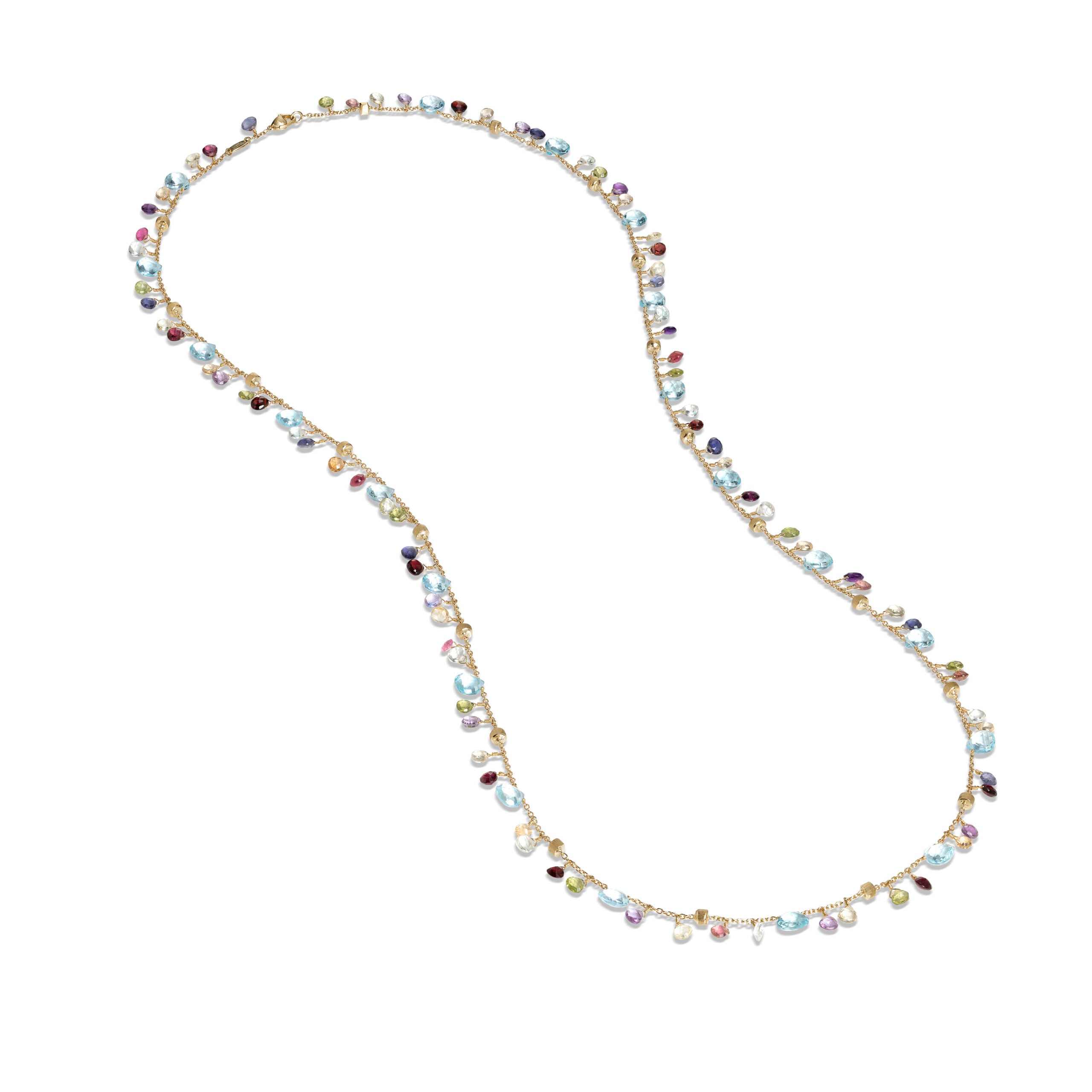 Marco Bicego Paradise Collection 18k Yellow Gold Blue Topaz and Mixed Gemstone Long Necklace