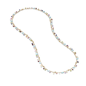 Marco Bicego Paradise Collection 18k Yellow Gold Blue Topaz and Mixed Gemstone Long Necklace
