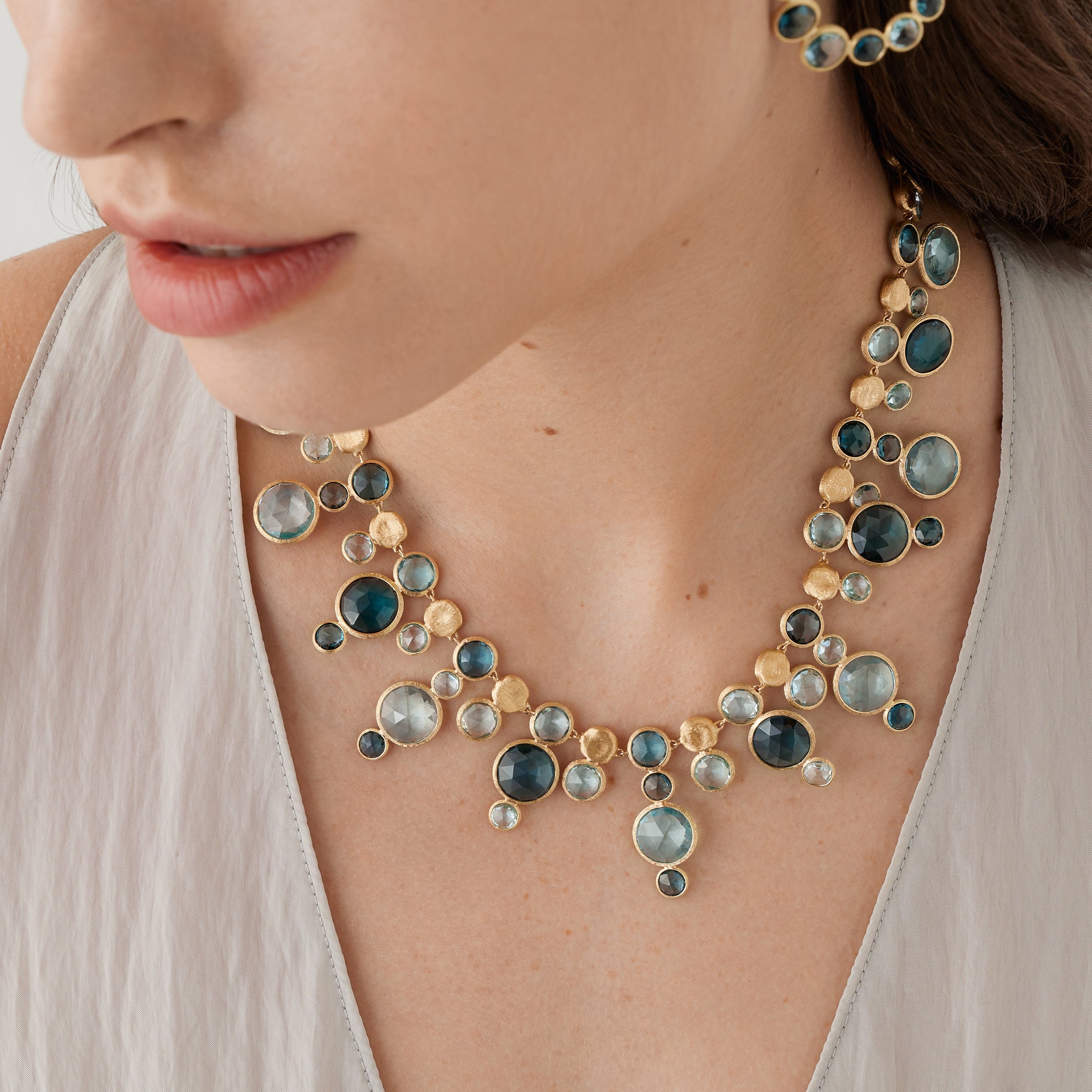 Marco Bicego Jaipur Collection 18k Yellow Gold Blue Topaz Collar Necklace