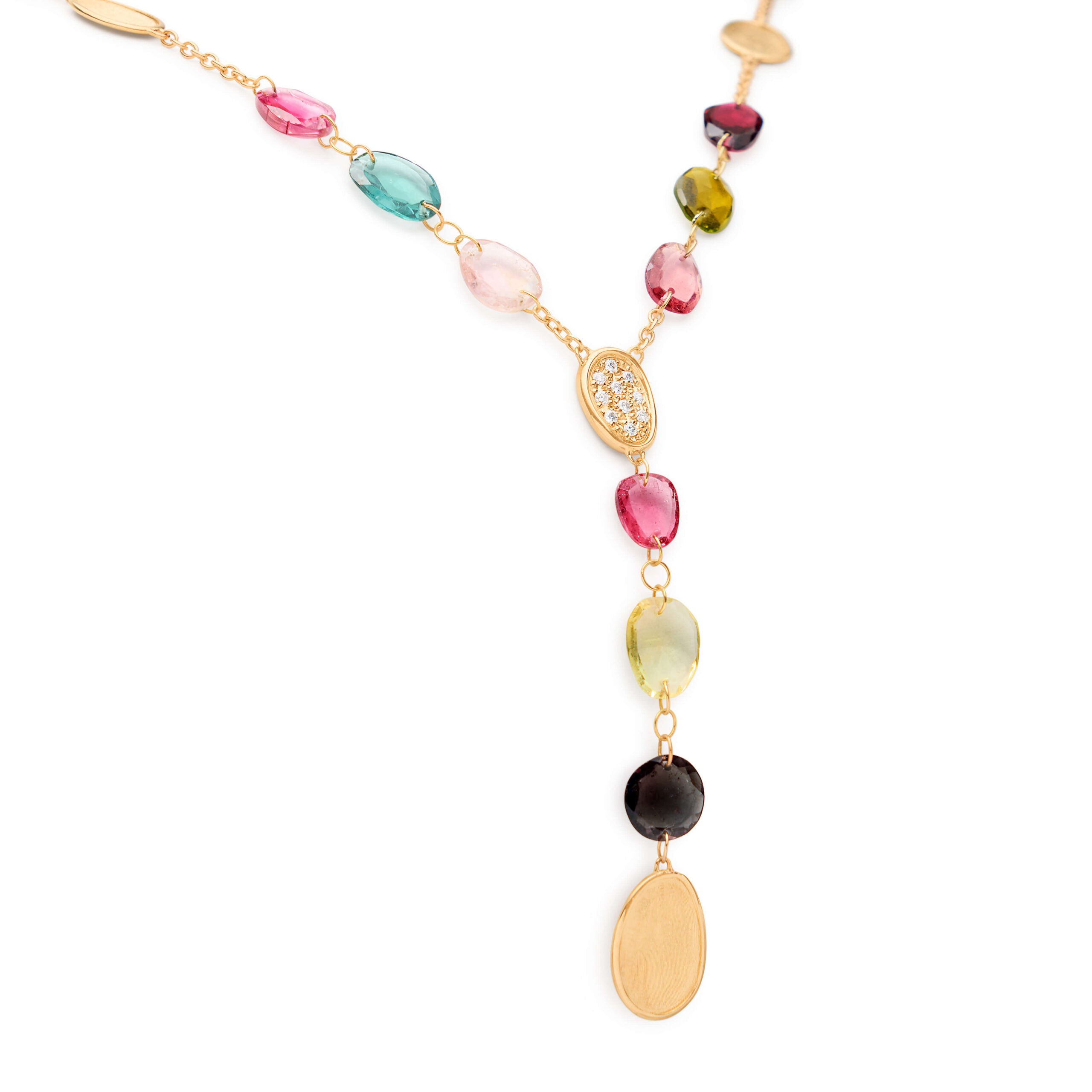 Marco Bicego Lunaria Collection 18K Yellow Gold Lariat Tourmaline Necklace