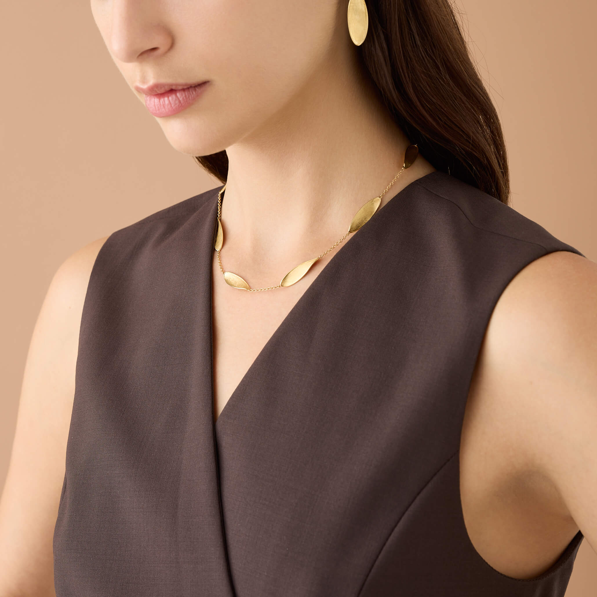 Marco Bicego Lunaria Collection 18K Yellow Gold Twisted Station Necklace