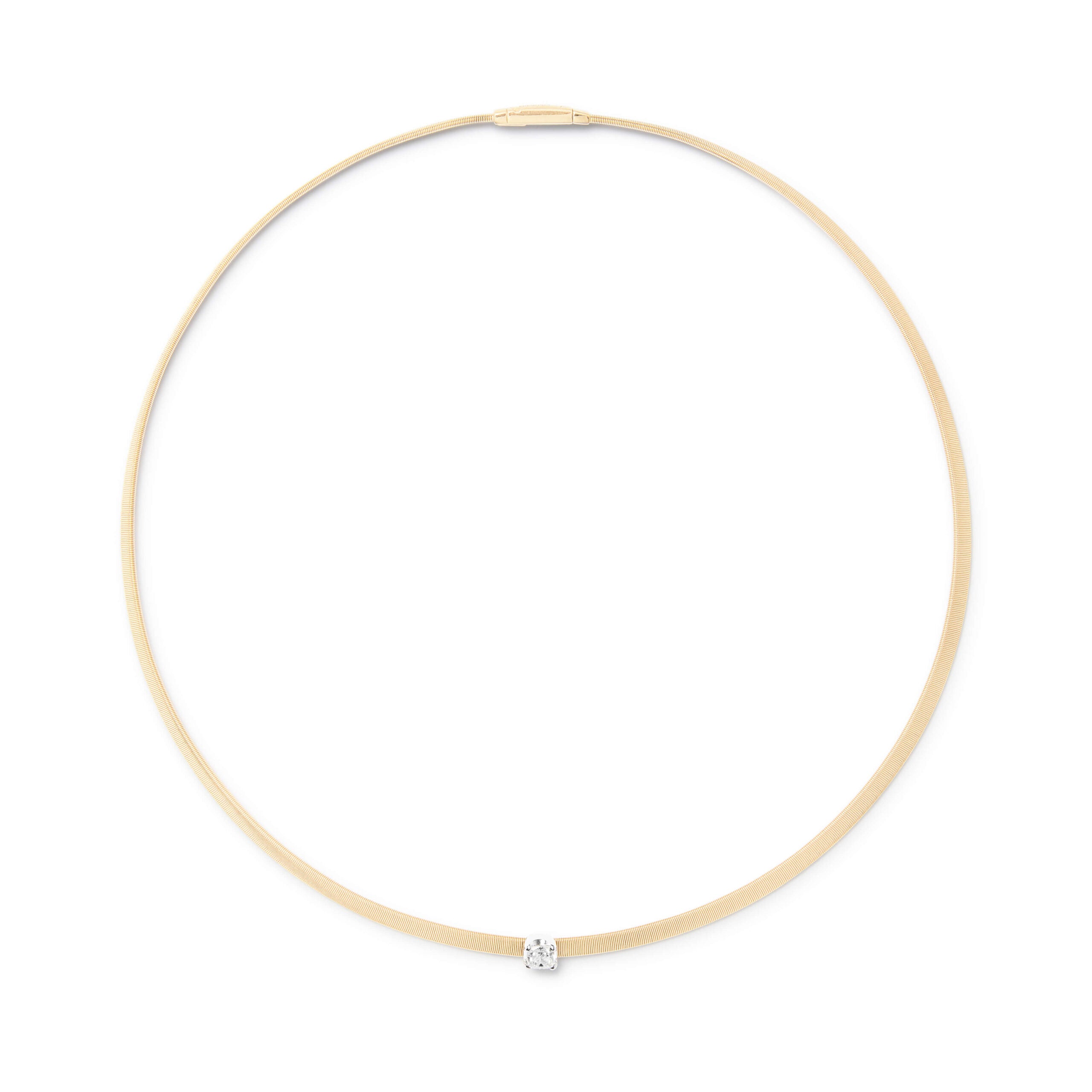 Marco Bicego Masai Collection 18K Yellow Gold Coil Collar with Cushion Cut Diamond
