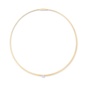 Marco Bicego Masai Collection 18K Yellow Gold Coil Collar with Cushion Cut Diamond
