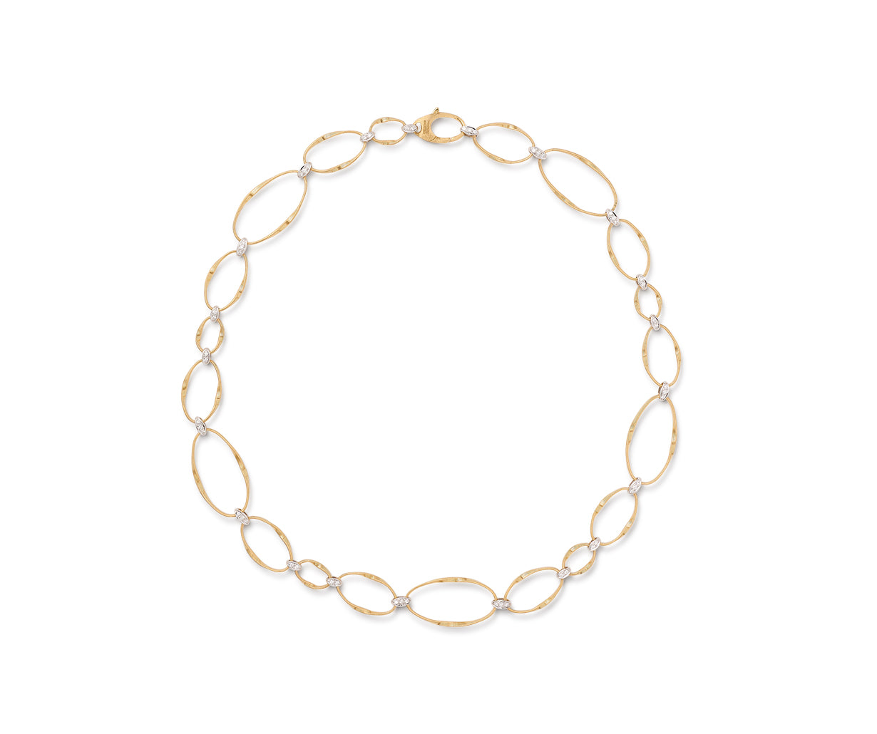 Marco Bicego Marrakech Onde Collection 18k Yellow Gold and Diamond Flat Link Collar Necklace