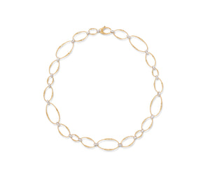 Marco Bicego Marrakech Onde Collection 18k Yellow Gold and Diamond Flat Link Collar Necklace