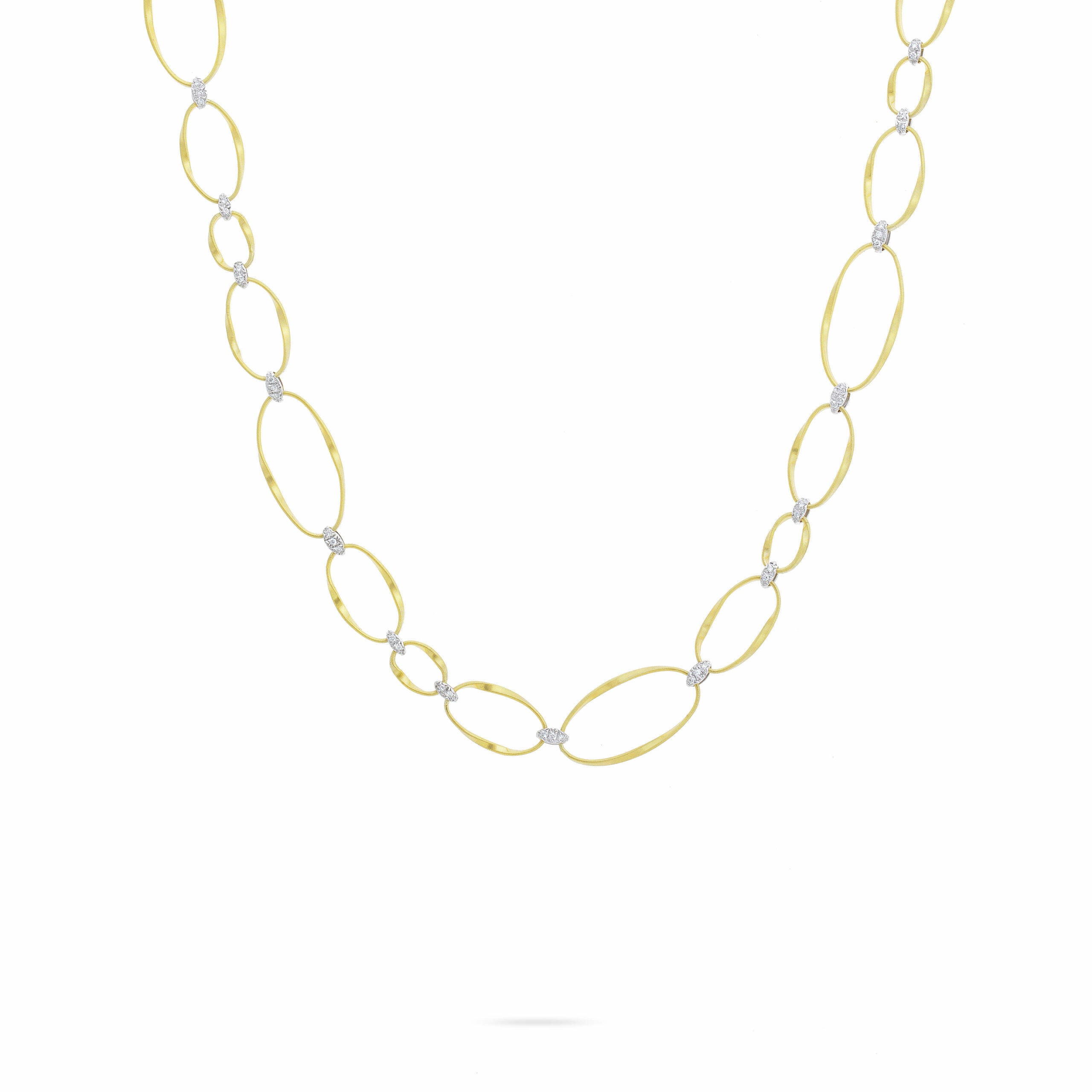 Marco Bicego Marrakech Onde Collection 18k Yellow Gold and Diamond Flat Link Collar Necklace