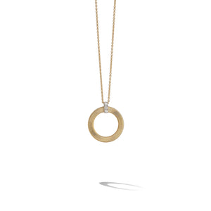Marco Bicego Masai Collection 18k Yellow Gold and Diamond Single Circle Short Necklace