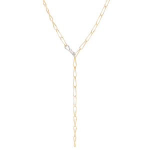 Marco Bicego Marrakech Onde Collection 18K Yellow Gold Twisted Coil Link Lariat with Diamond Clasp