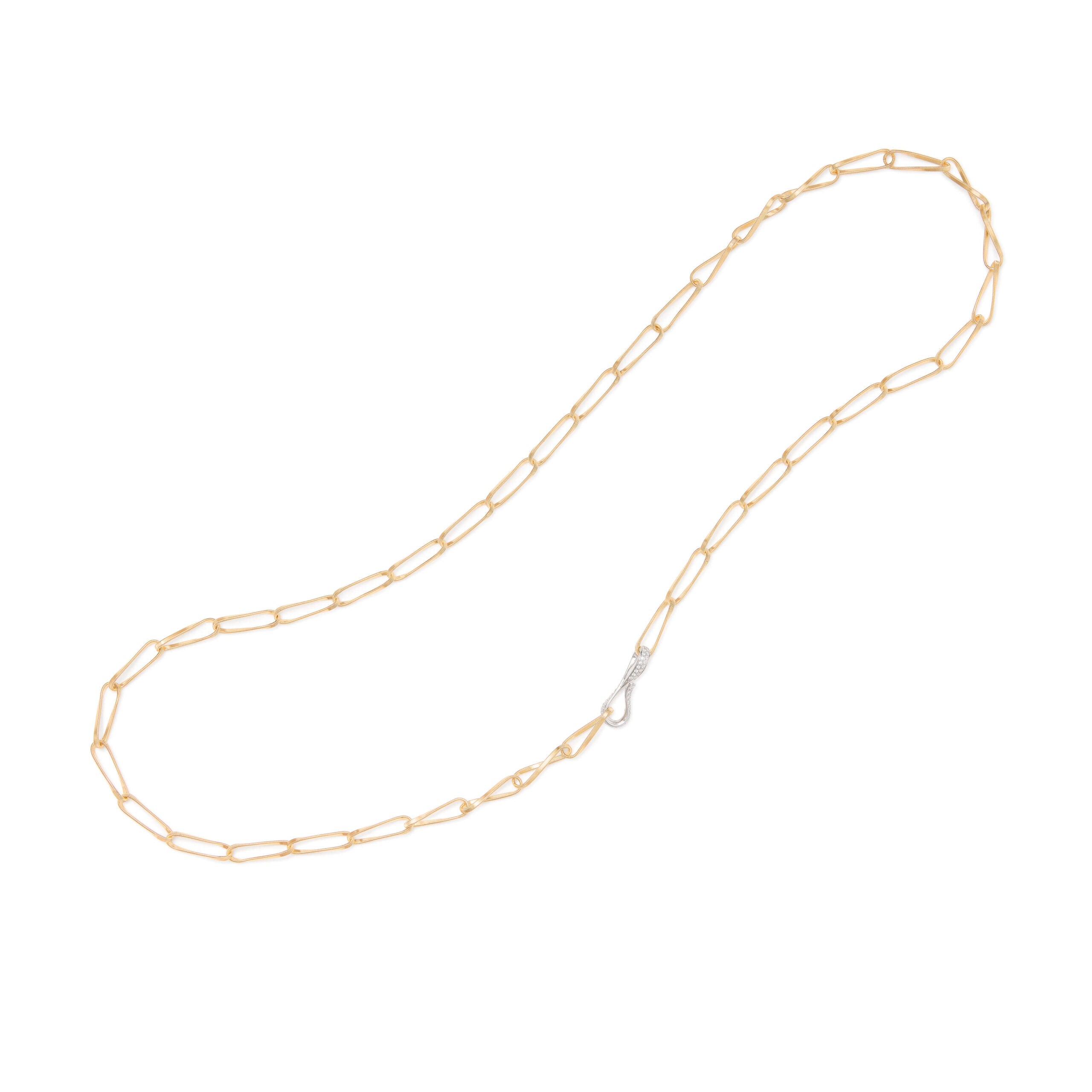 Marco Bicego Marrakech Onde Collection 18K Yellow Gold Twisted Coil Link Lariat with Diamond Clasp