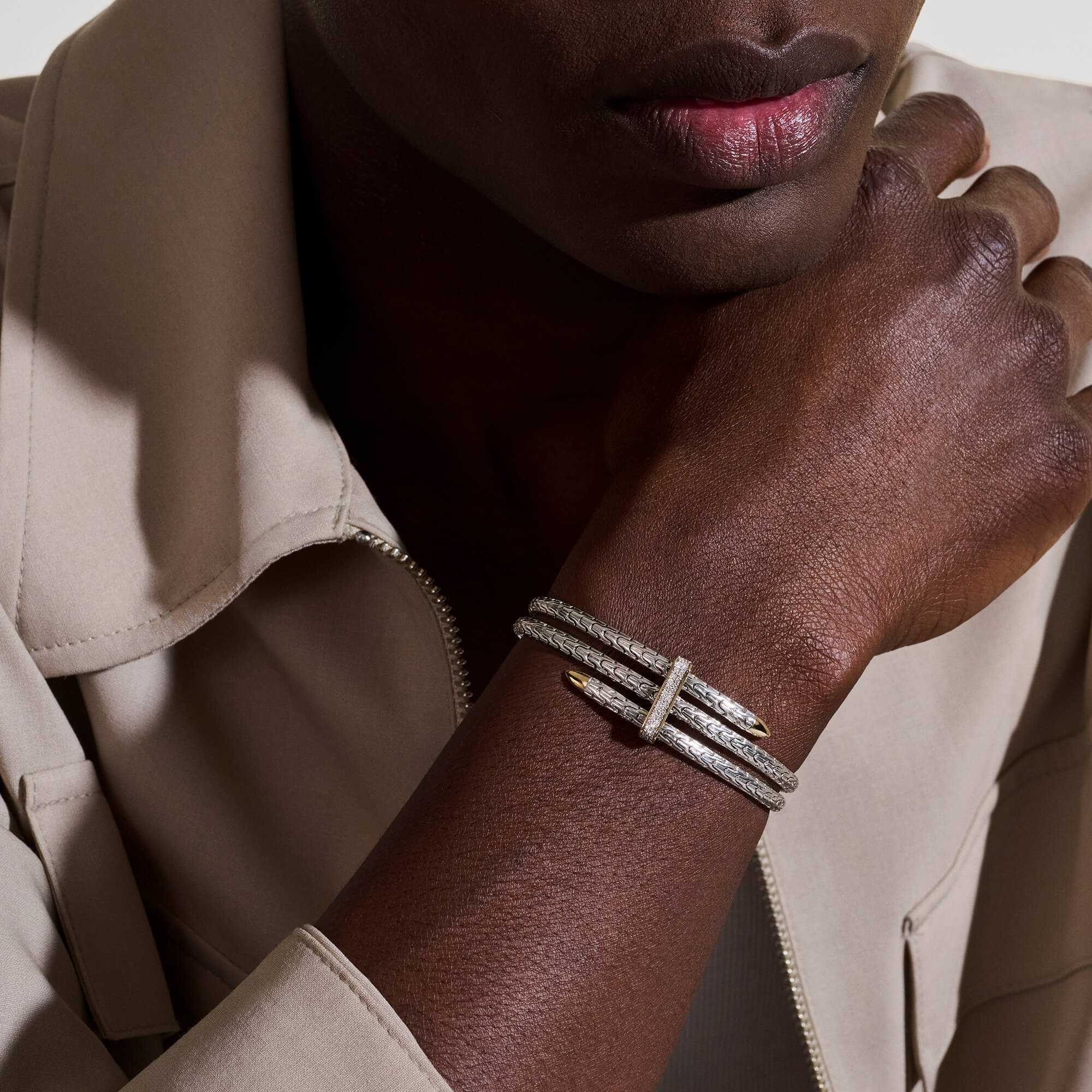 John Hardy Spear Collection Diamond Flex Cuff