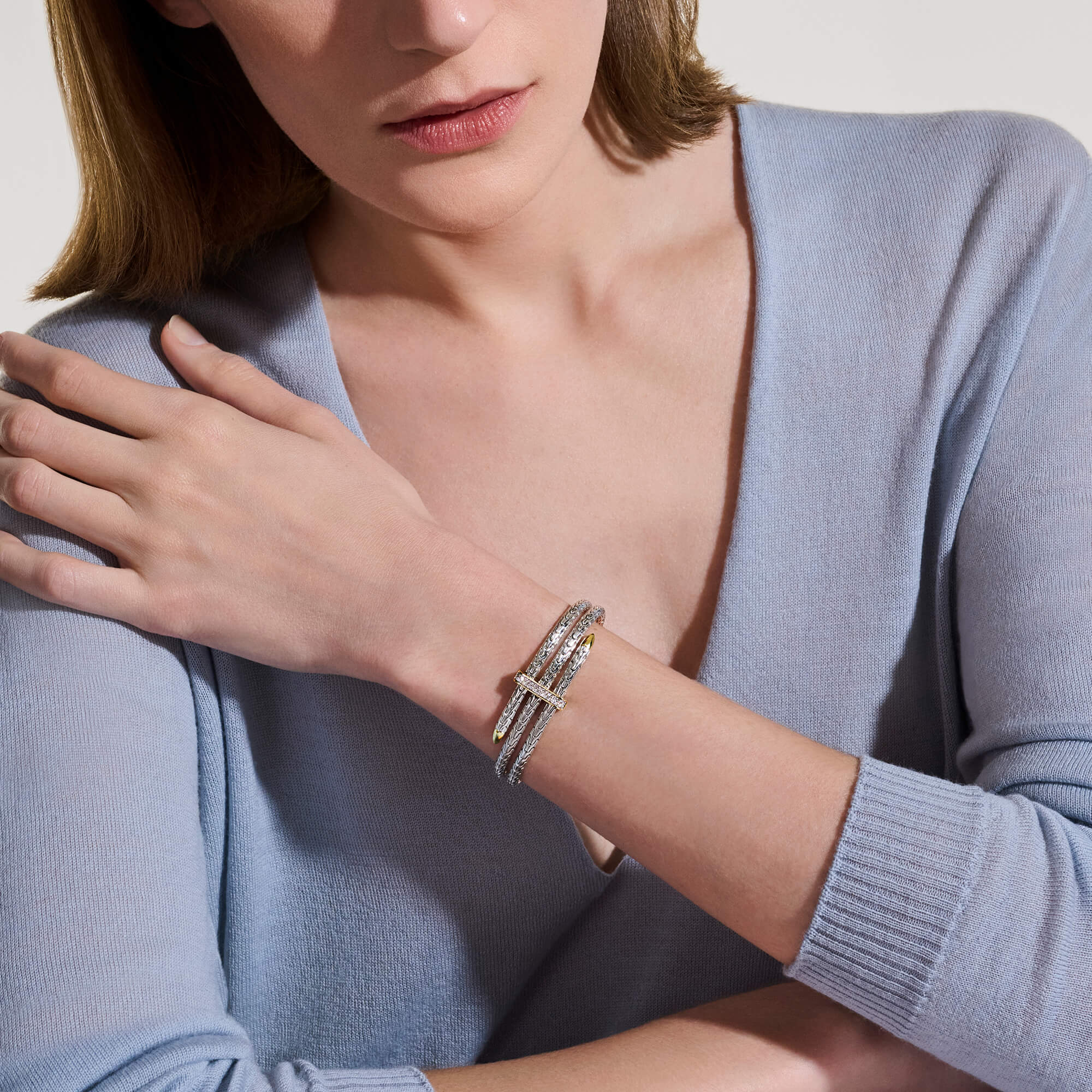 John Hardy Spear Collection Diamond Flex Cuff