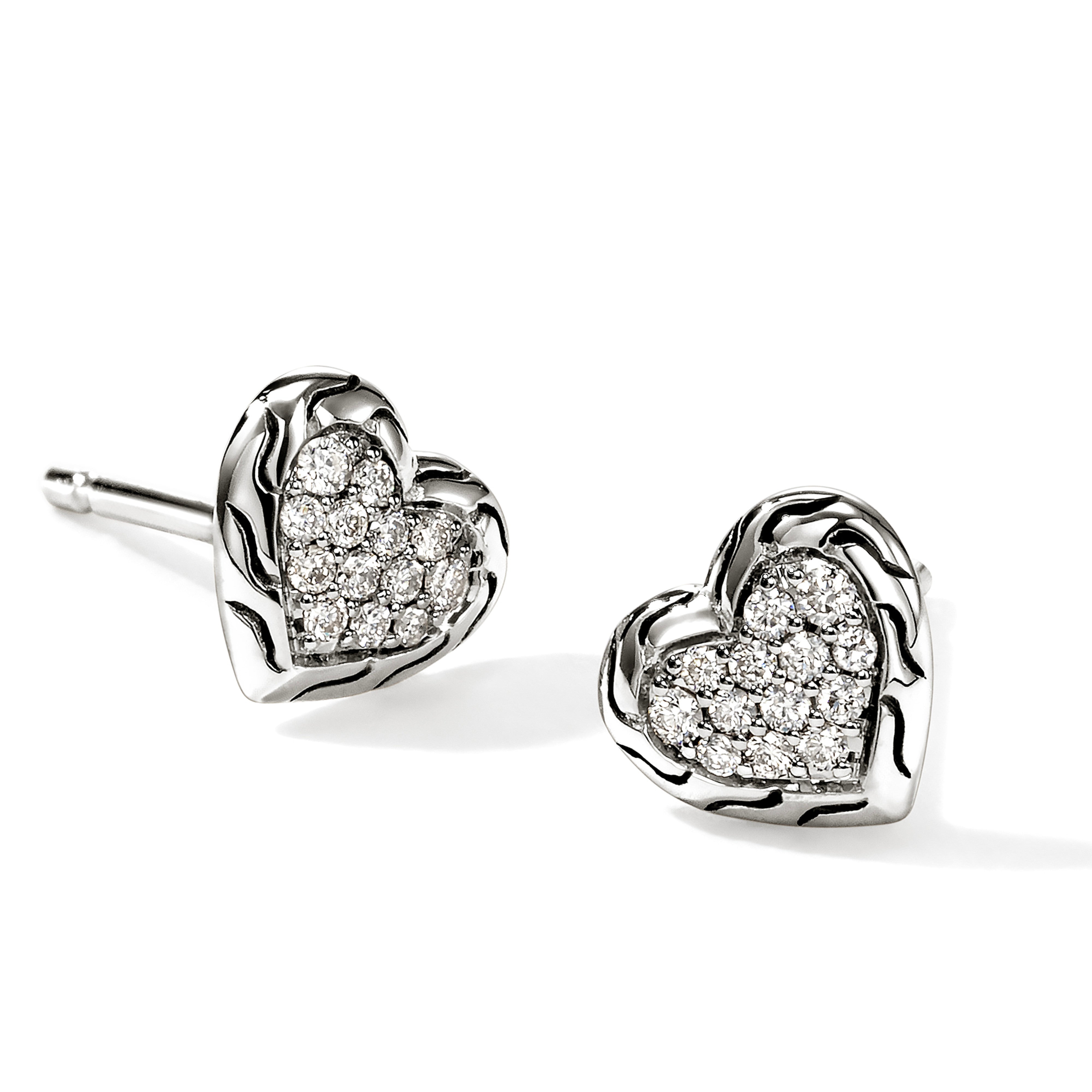 John Hardy Pavé Diamond Heart Studs