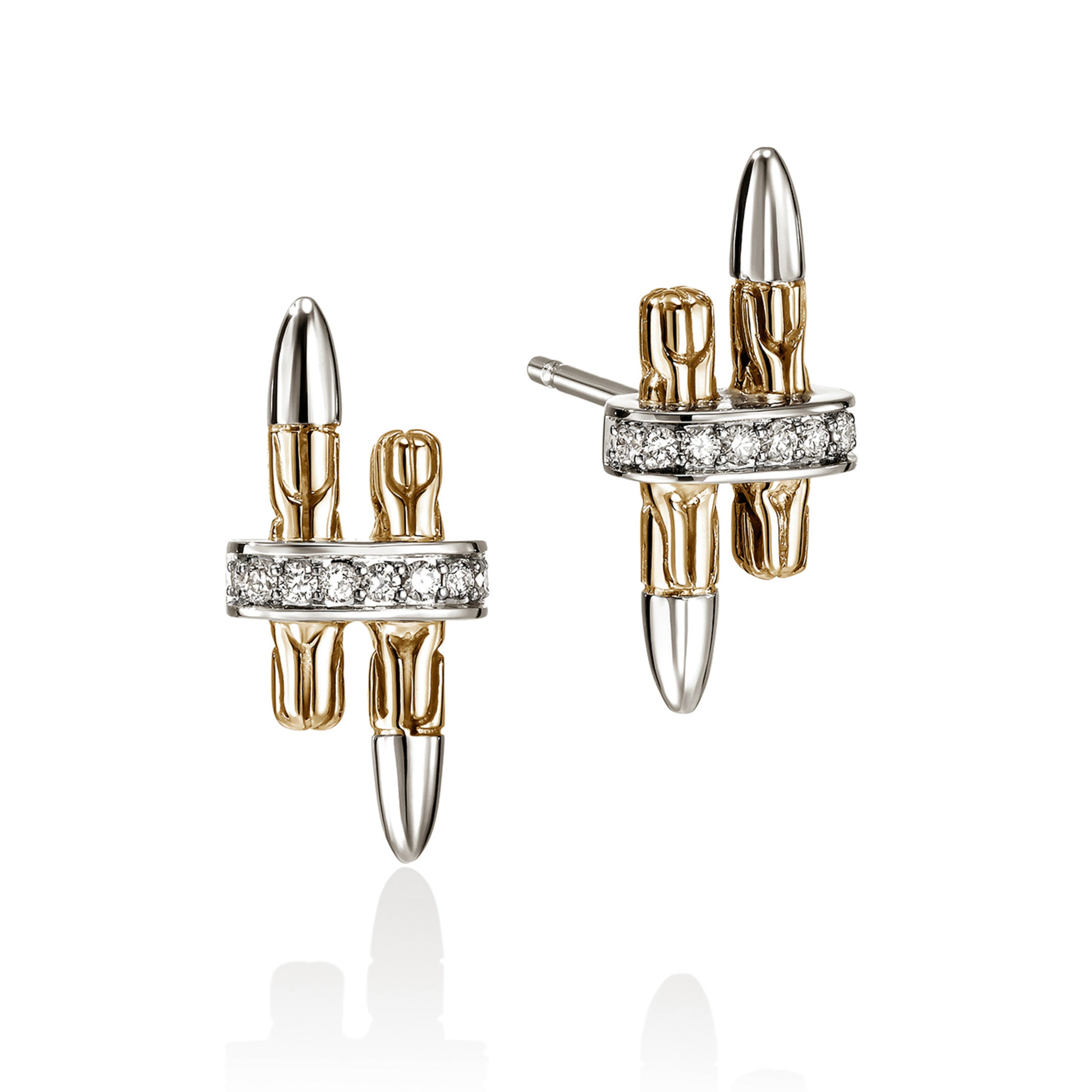John Hardy Two-Tone Pavé Diamond Studs