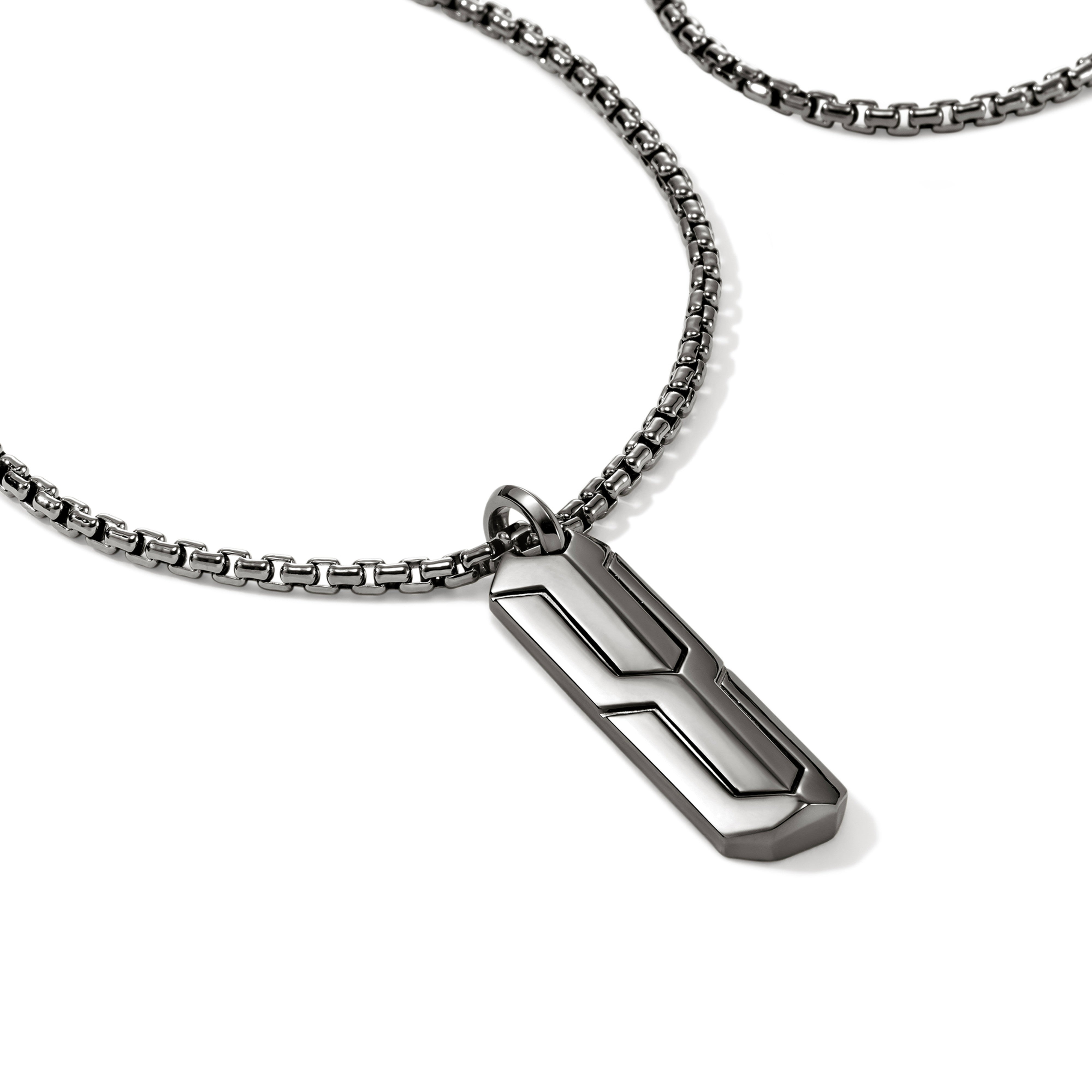 John Hardy Black Rhodium Tag Pendant