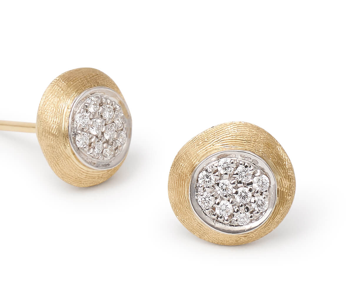 Marco Bicego Jaipur Collection 18K Yellow and White Gold Diamond Stud Earrings