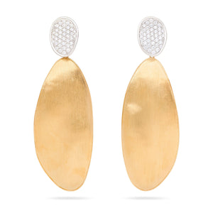 Marco Bicego Lunaria Collection 18K Yellow Gold Elongated Drop Earrings with Diamonds