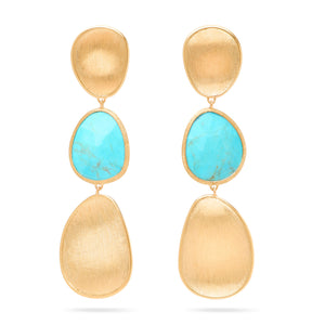 Marco Bicego Lunaria Collection 18K Yellow Gold Three-Drop Turquoise Earrings