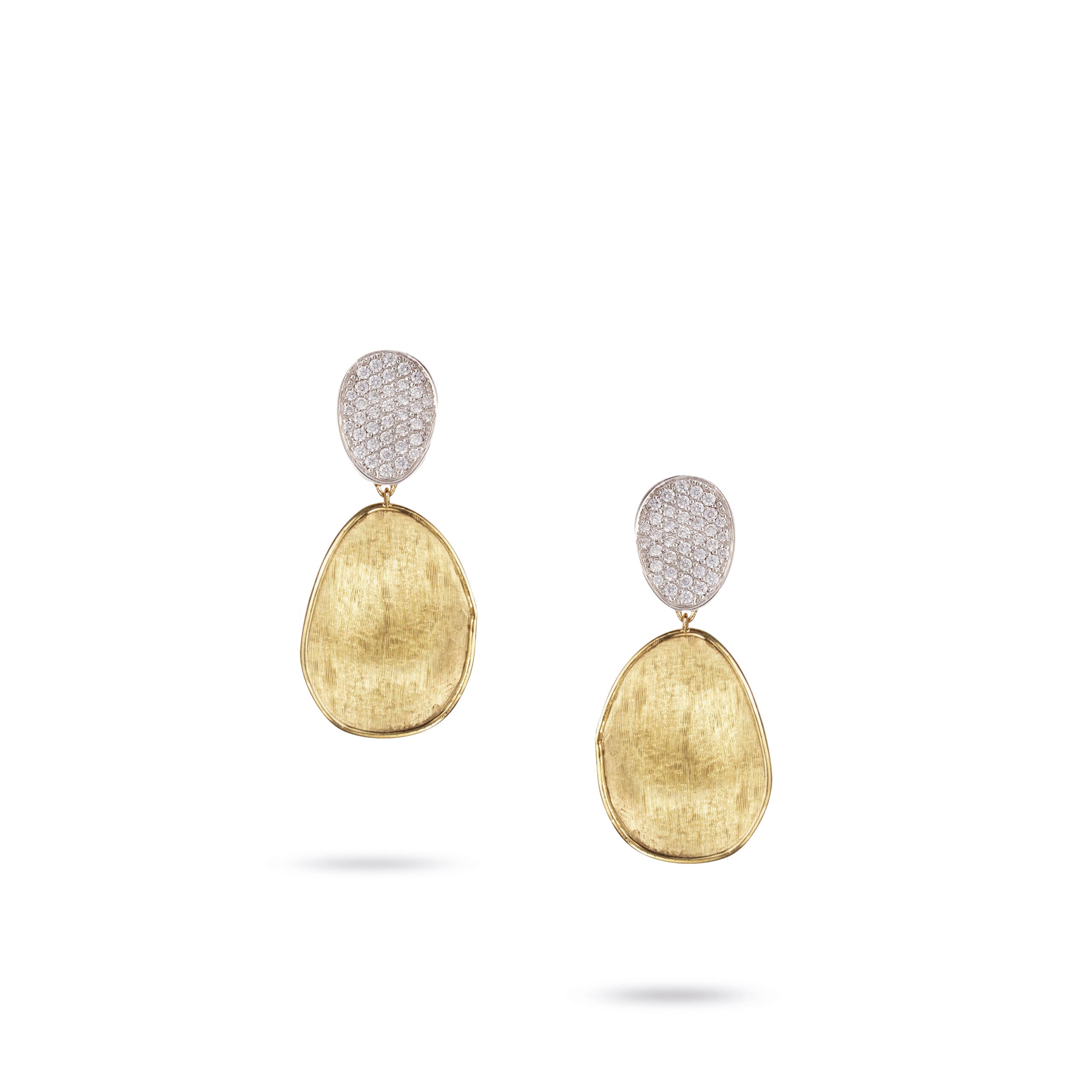 Marco Bicego Lunaria Collection 18k Yellow Gold and Diamond Petite Double Drop Earrings