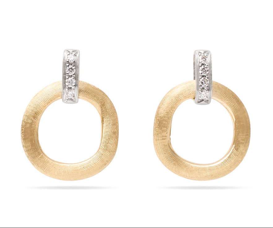 Marco Bicego Jaipur Collection 18k Yellow Gold Stud Drop Earrings with Diamonds
