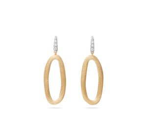 Marco Bicego Jaipur Link Collection 18K Yellow & White Gold Oval Link Diamond Hook Earrings
